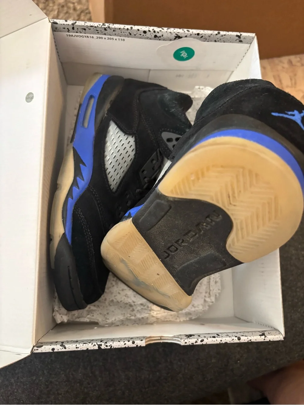Jordan Black and Royal Blue High-Top Sneakers
